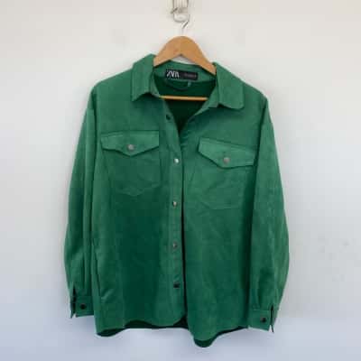 Zara Green Faux Suede Jacket  Size M 