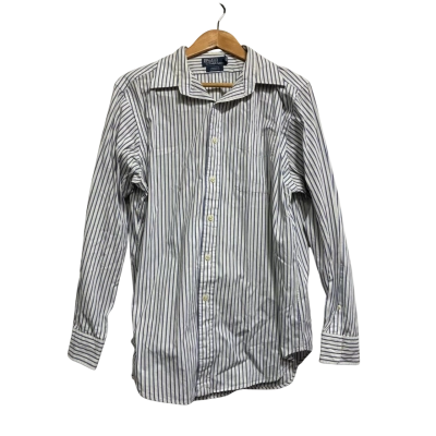 Polo Ralph Lauren, Mens, Size 34, white with navy blue stripes button up shirt