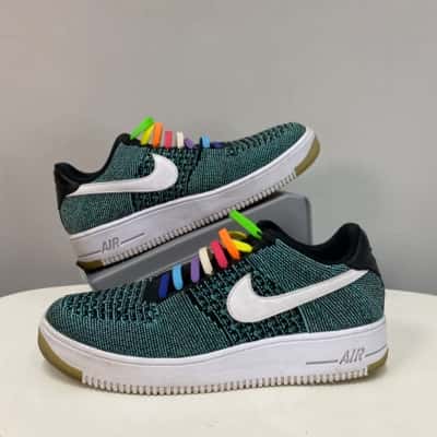Nike Air Force 1 Fly Knit 2.0 Mens  Size 9 Sneakers / Trainers Black  / Green / White 