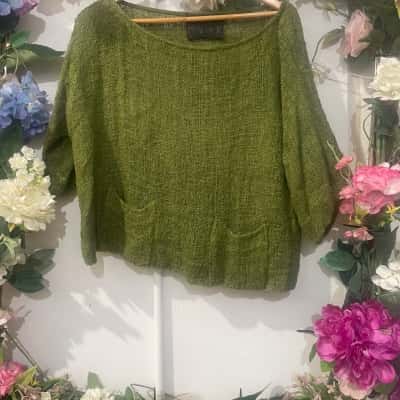 Fella Hamilton One Size Green slub silk knit