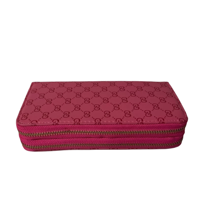 Womens Bright Pink Pattern Zip Around Wallet