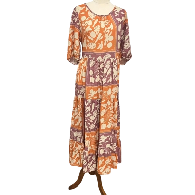  Benta Casual Dress / Maxi Dress Cream / Orange / Pink  