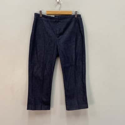 Zara Womens  Size 6 Denim Capris Pants  Deepest Blue 