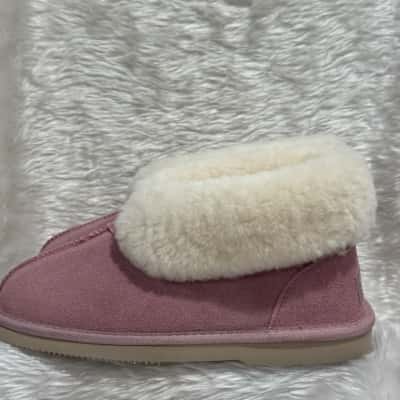  Womens  sheepskin Cream / Pink  slippers 
