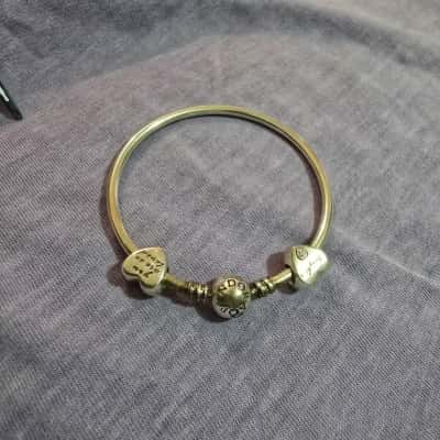 Genuine Pandora bracelet with 2x bead charms 925 ALE
