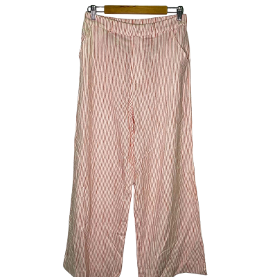 Ghanda Womens  Size 10 Wide Leg Pants Red / Striped / White 