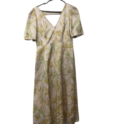 Womens The Edit Veronika Maine Size 10 Yellow/ Green Tropical Short Sleeve Dress  
