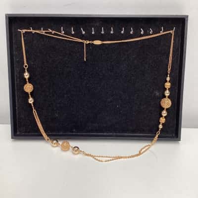 Lorenzo Ungari  Womens Long Necklace Gold tone with beautiful round spheres 