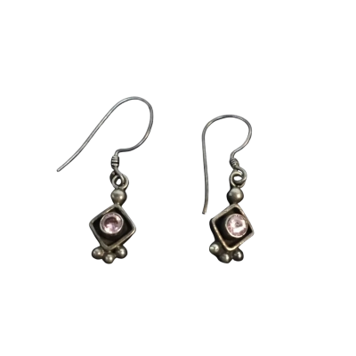  Womens S/Silver Earrings with Pink Quartz stones 