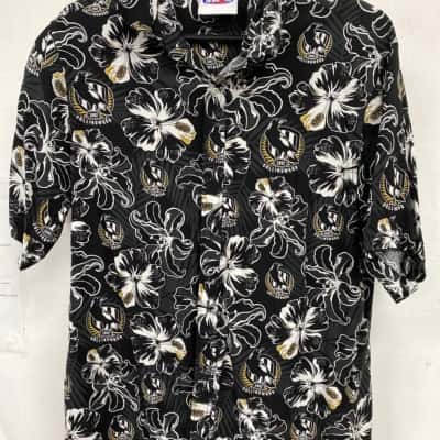 Collingwood AFL Mens  Size M hawian Shirt Black  / White 