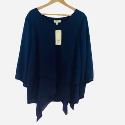 Beme - Navy 3/4 Sleeve Layered Top (Size 20)