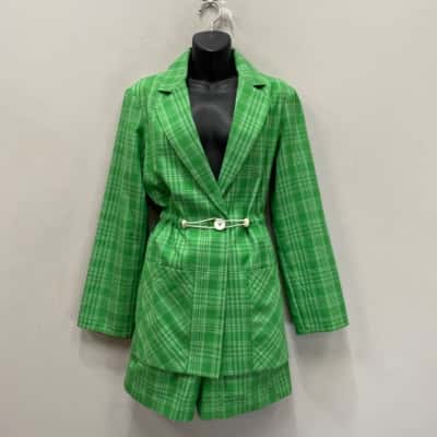 Collusion 2 piece Blazer & Shorts set Womens  Size 10 Checked / Green 