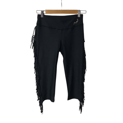 Positive MVMT  Womens Size M Hendrix Black Tassel Capris Pants (new)