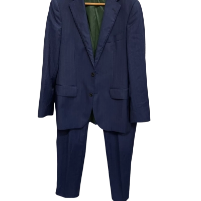 M.J. Bale Mens Suit  Size 32 Pants 38 Jacket Blue / Striped 