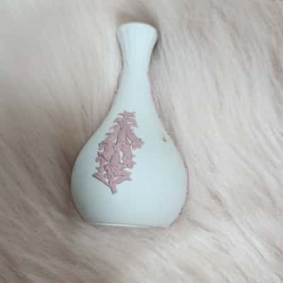 Wedgwood pink on white Jasper ware miniature bud vase