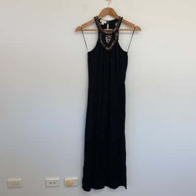 Witchery Black Embellished Sleeveless Midi Dress Size 6