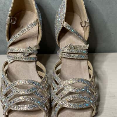 Dance + Sway Gold Rhinestone Dancing Heels Size 36