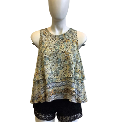Thurley Women's Size 10 Silk Sleeveless Butterfly Top Multicoloured 