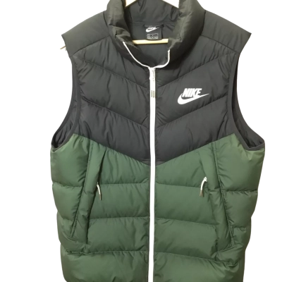 Nike Womens  Size grey duck down Puffer Vest L Black  / Green 