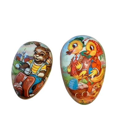Vintage paper mache Easter egg candy container