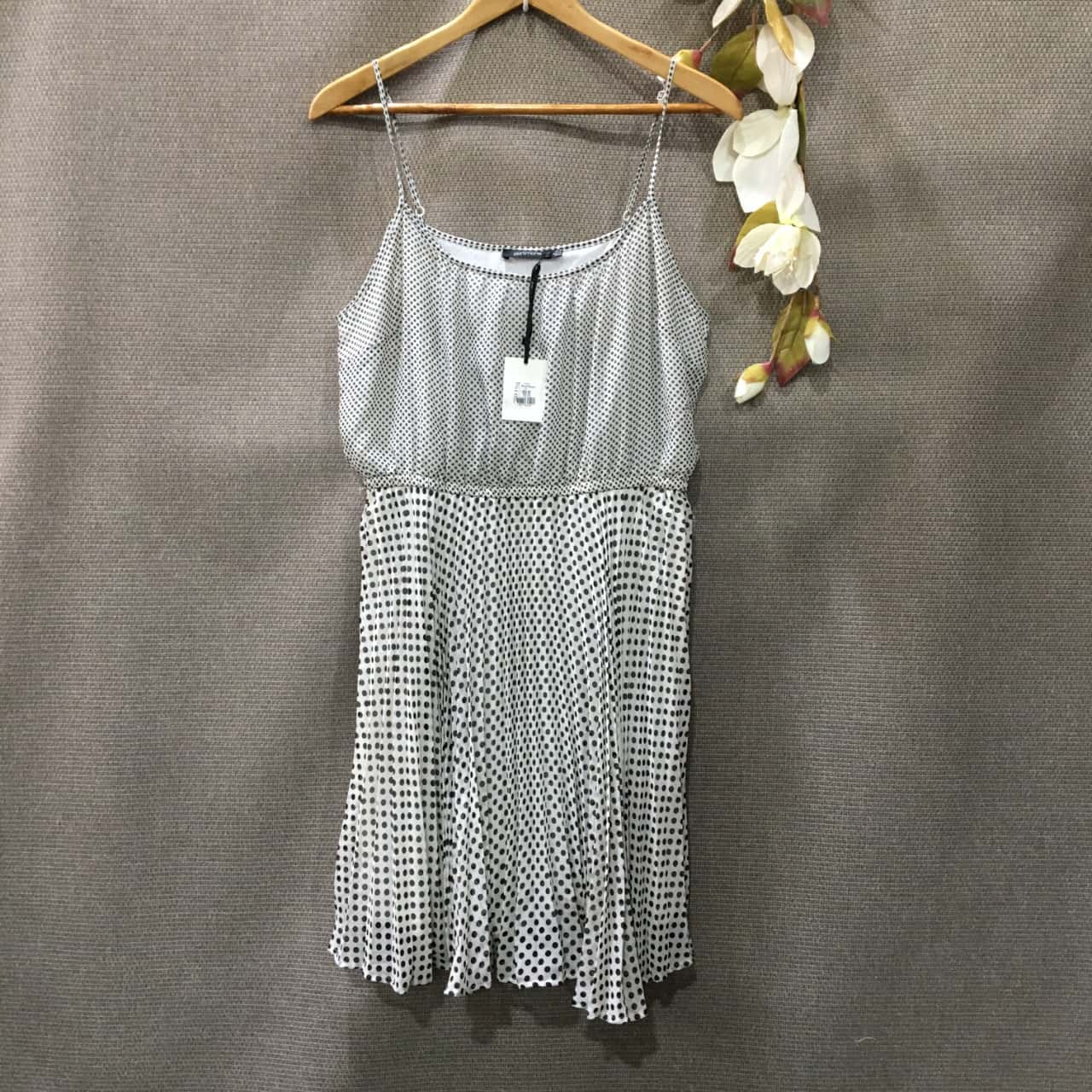 Robe Chemisier JOIE En Soie 100% - Imprimé Pois Noir Et Crème - Taille XS - Occasion Très Bon état
