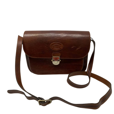 Oroton Vintage Womens Leather Cross Body Bag Brown / Gold 
