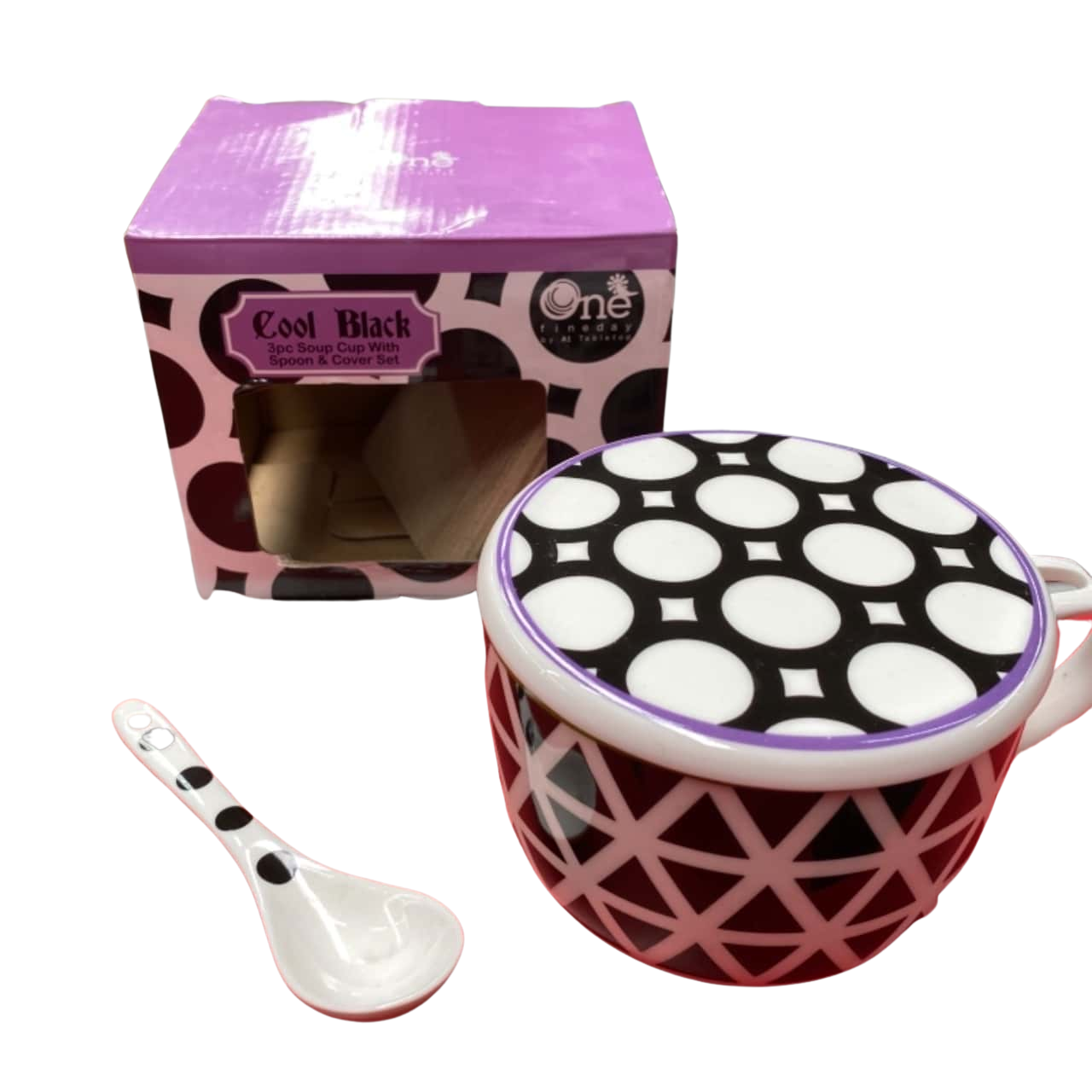 Soup Cup With Spoon & Cover Set of 3 UAN