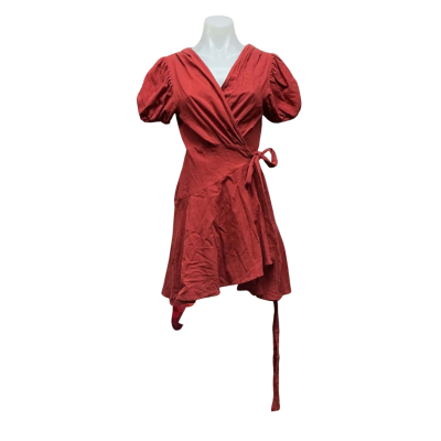 Sass Womens 100% Cotton Size 6 True Wrap Dress Brown / Red 