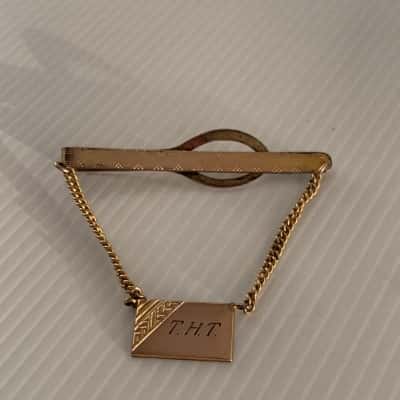 Vintage NIFTY Tie Clip Slide - 9ct Gold Silver Lined - Art Deco
