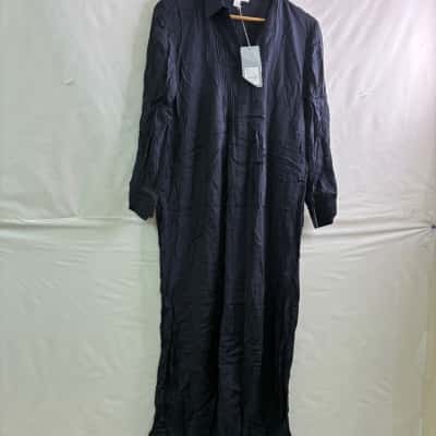 Trenery Womens Size 10 Long Sleeve Dress / Maxi Dress Navy Blue BNWT
