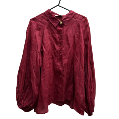 PIPER Women’s  Size 16 100% Ramie Long Sleeve Shirt Maroon  RRP: $139.95