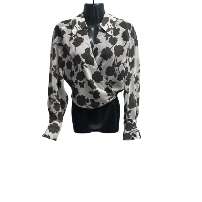 Elka Collective Womens  Size 8 Long Sleeve Top Brown / White 