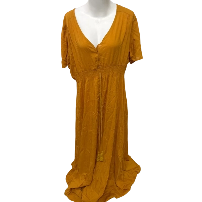 BNWT BOOHOO Orange Plus Ruched Waist Maxi Dress - Size 22