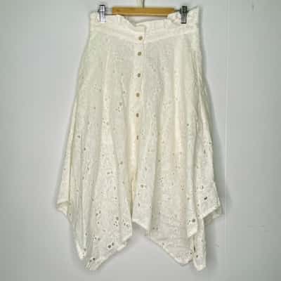 Zara Womens  Size M High Waist Skirt White 
