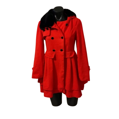 OWIND  Womens  Size 12 Trenchcoat Black  / Red 