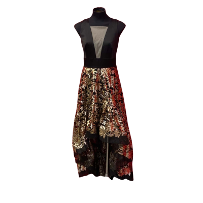 Brox and Branco - Formal Dress/Ball Dress.  Aus/Uk 10 Gold Sequin, Black Base, Nude Mesh Insert - Bodice