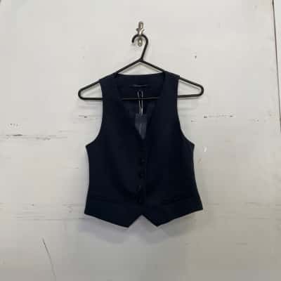 French Connection Womens  Size 6 Button Up Top Navy Blue 
