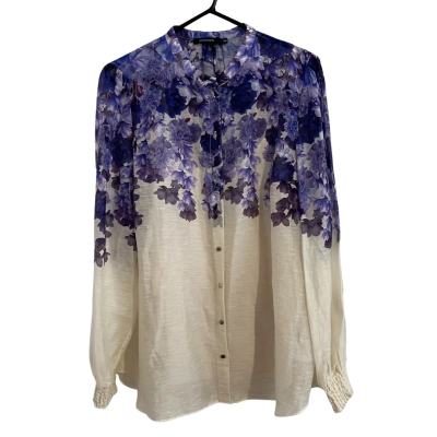 Portmans Womens  Size 16 Long Sleeve Shirt Purple / White With Camisole 