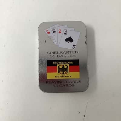 German themed playing cards in metal tin 