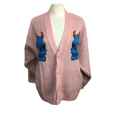  Collusion Womens  Size M Graphic Knit Cardigan 