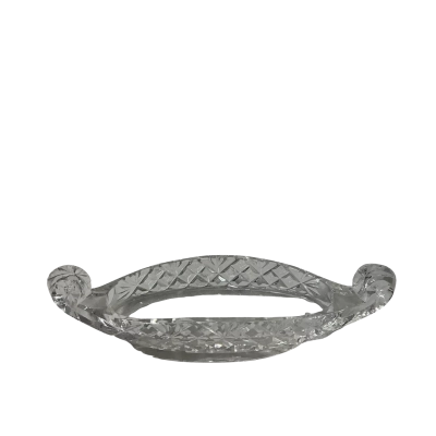 Decorative Cut Glass Double Handled Trinket Dish