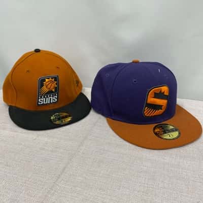 New Era NBA Mens Cap 2 PCs Size 7-5-8 Black  / Orange / Purple 