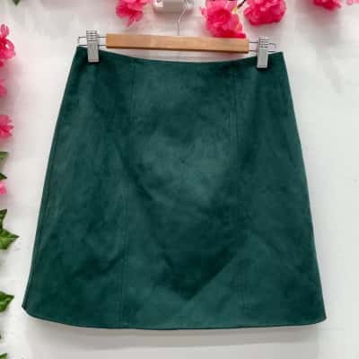 Forever New Womens Scarlette Seamed Suedette Mini Skirt Size 8 Green 