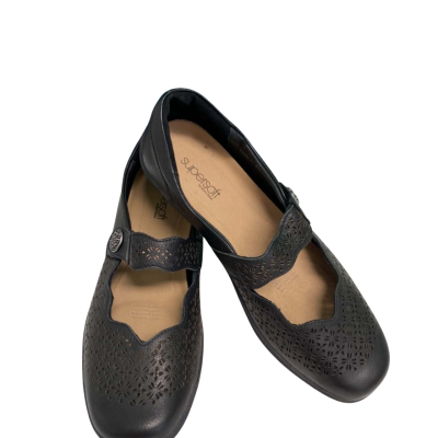 SUPERSOFT by Diana Ferrari Size 9 'Rosez' Black Leather Suede Flat Shoes (**Brand New** RRP $159.95)