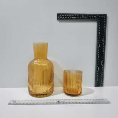 Amber Decanter and Cup Duo Set PreOwned 