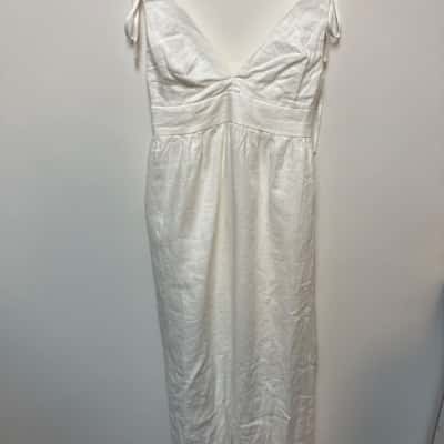 AERE Womens Shoestring Strap Dress White Size 8