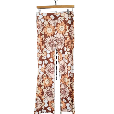  Womens  Size L Flared Pants Brown / Floral / Multicoloured 
