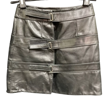 Black Shakuhachi Womens Size 6 Leather Skirt 