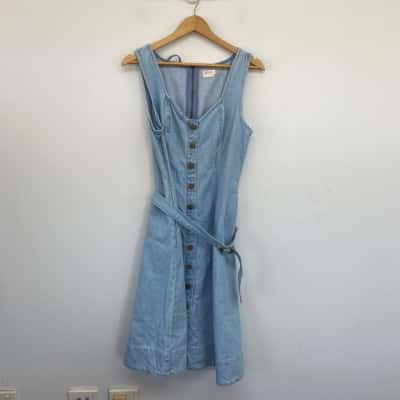 Gorman Blue Button Up Sleeveless Denim Midi Dress  Size 12 