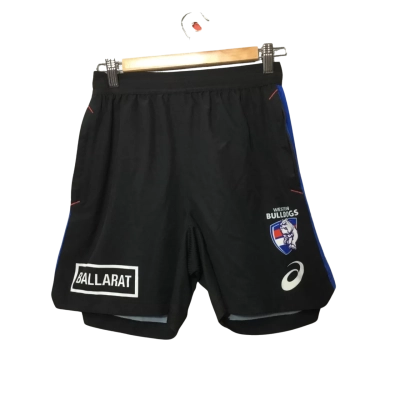 Asics Mens Size XS Western Bulldogs Shorts Black  